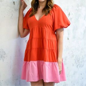 Entro Boutique Red and Pink Babydoll Dress